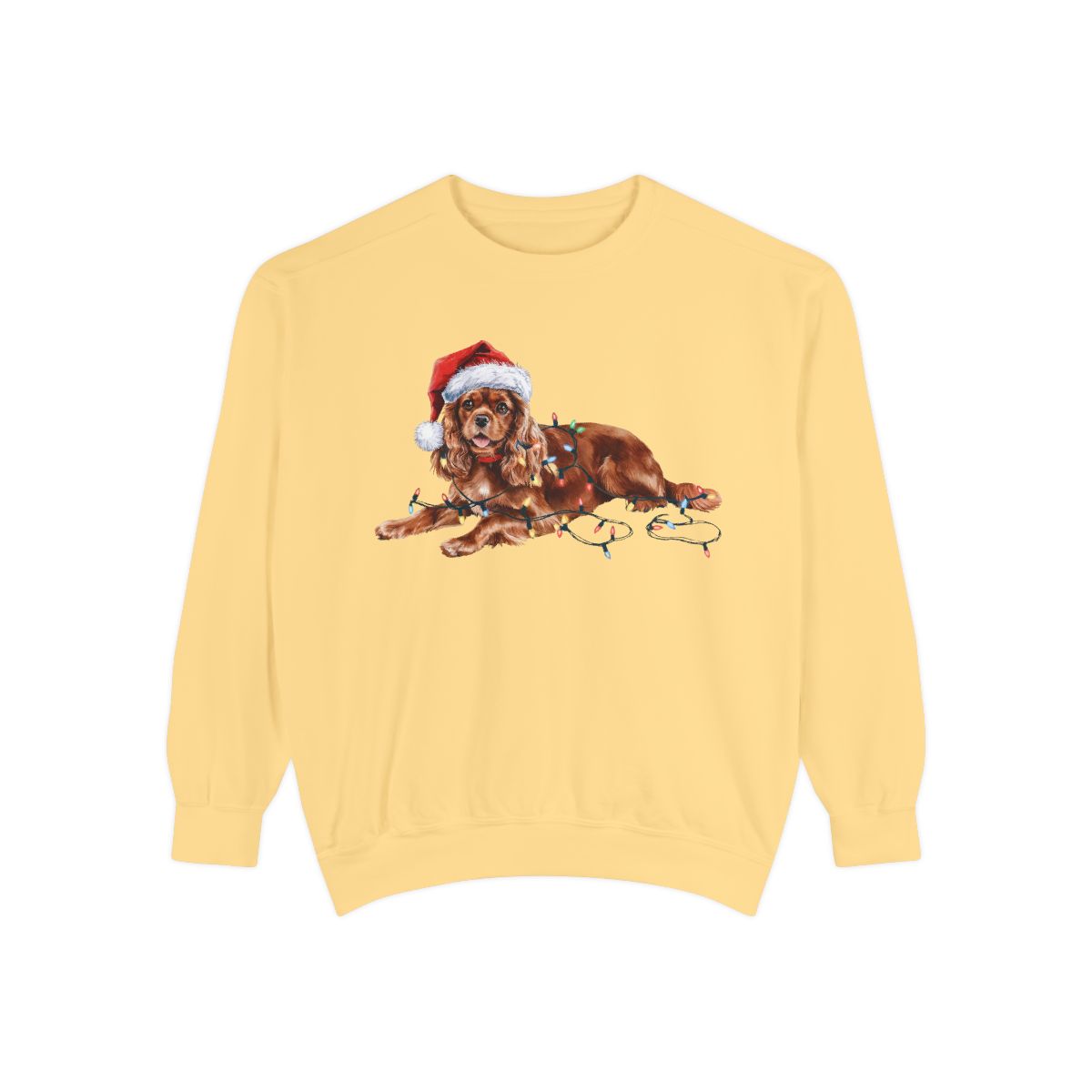 Ruby Cavalier Christmas Sweatshirt, Dog Lover Holiday Shirt, Cozy Festive Apparel, Santa Hat Spaniel Sweater, Pet Parent Gift