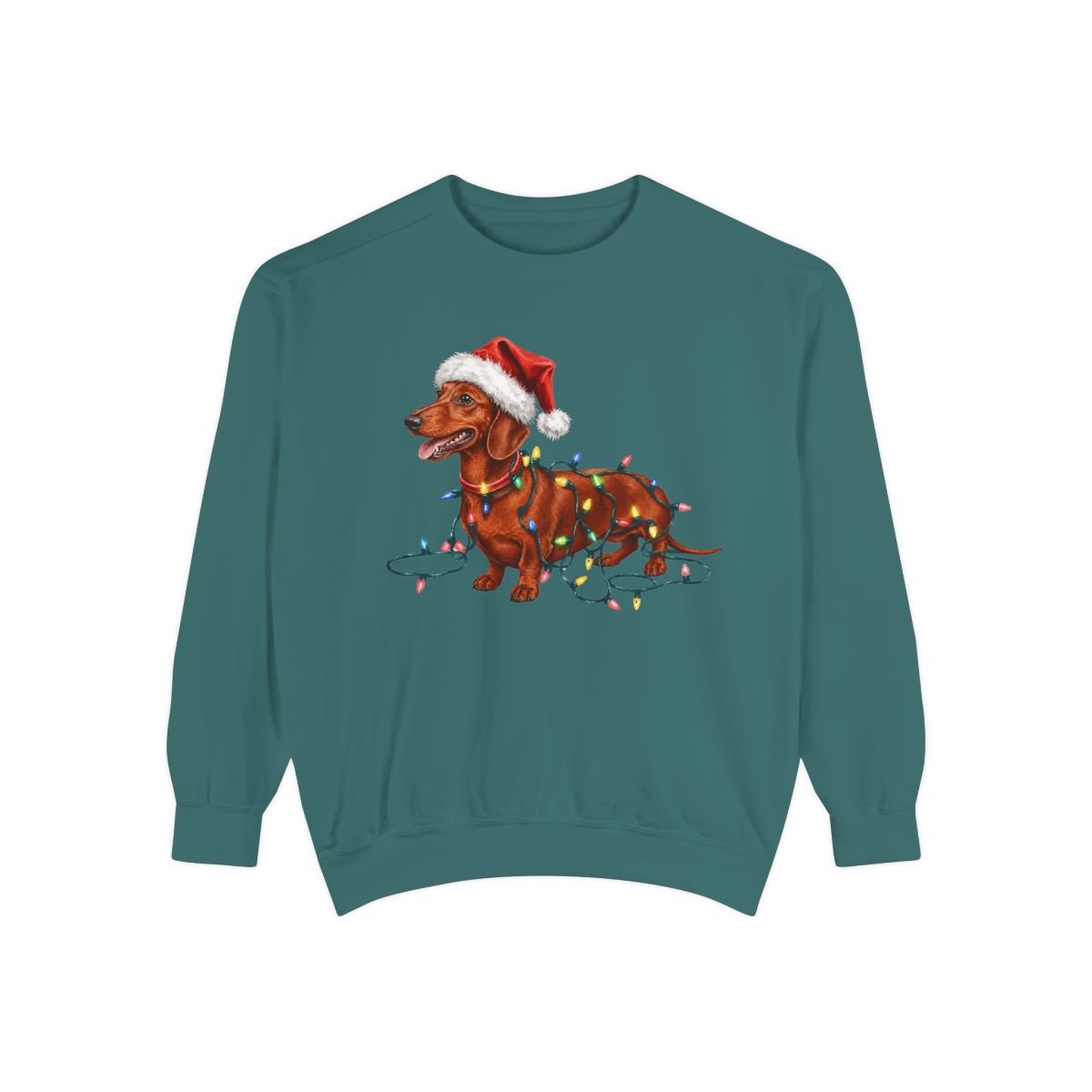 Red Dachshund Christmas Lights Sweatshirt