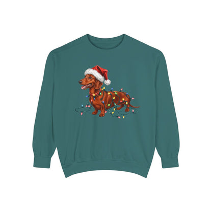 Red Dachshund Christmas Lights Sweatshirt