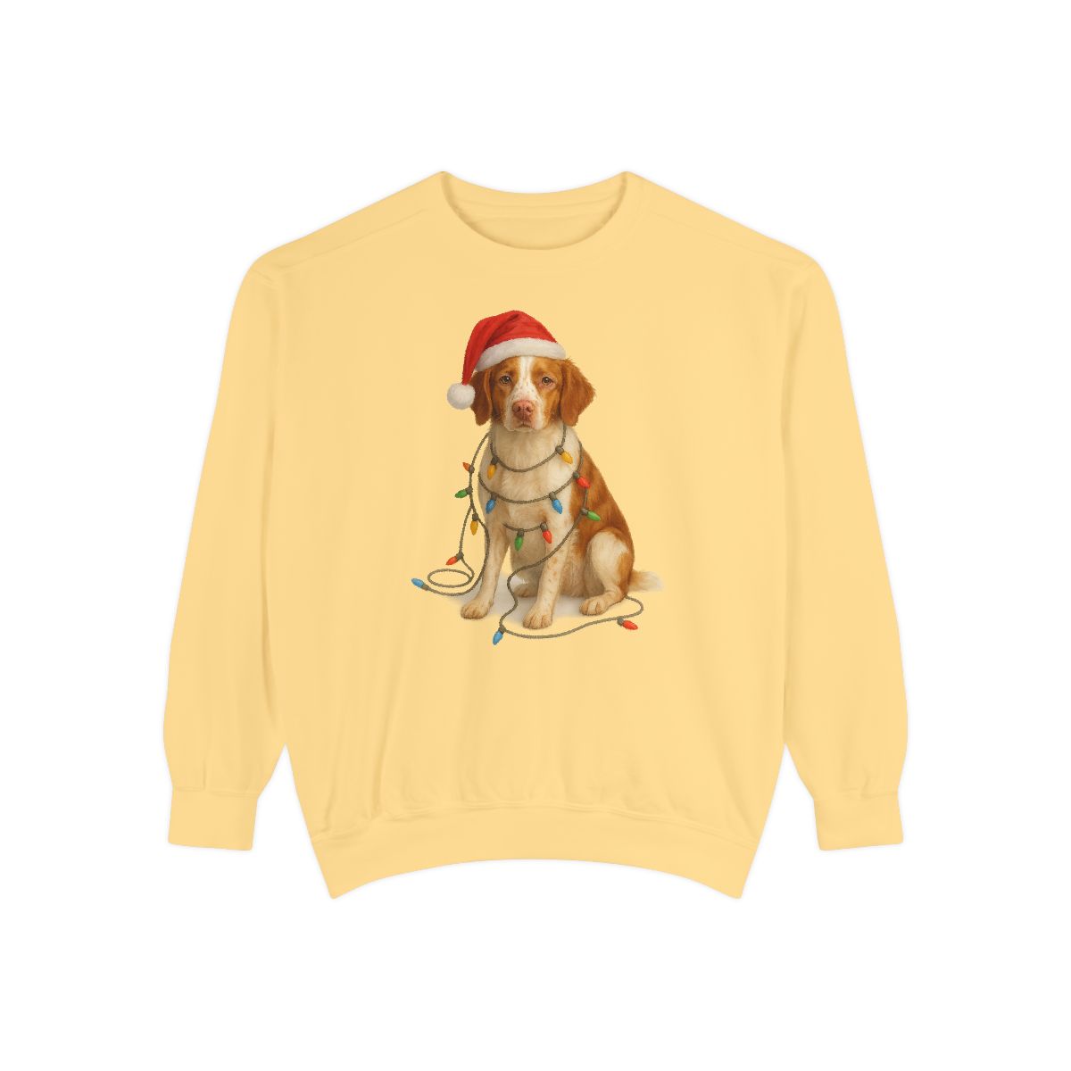 Brittany Spaniel Christmas Gift, Dog Lover Holiday Sweatshirt, Cozy Winter Apparel, Festive Puppy Design, Santa Hat Sweater