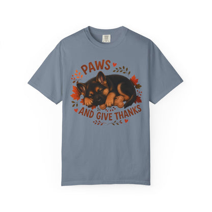 German Shepherd Thanksgiving Shirt, Paws Give Thanks Tee, Fall German Shepherd Lover Gift