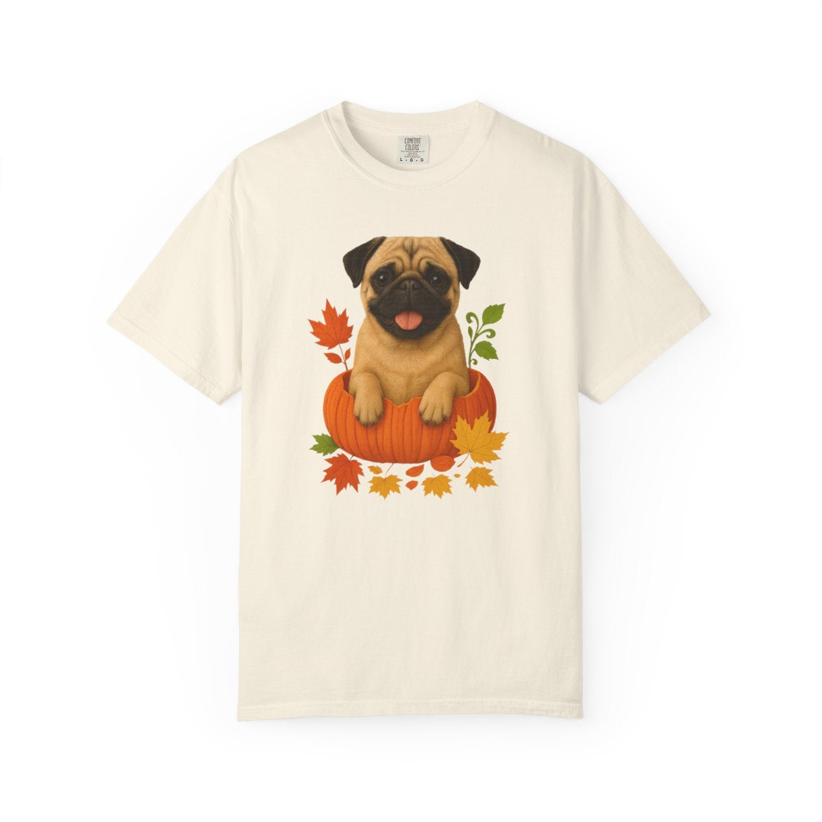 Tan Pug Pumpkin T-Shirt, Cute Fall Dog Shirt for Pug Lovers and Autumn Vibes