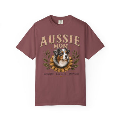 Australian Shepherd Mom Shirt, Aussie Mom Sunflower Tee, Vintage Dog Lover Gift