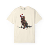 Load image into Gallery viewer, Christmas Chocolate Labrador Shirt, Christmas Lights Dog Tee, Christmas Dog, Lab Mom Tee, Gift for Dog Lover, Chocolate Lab
