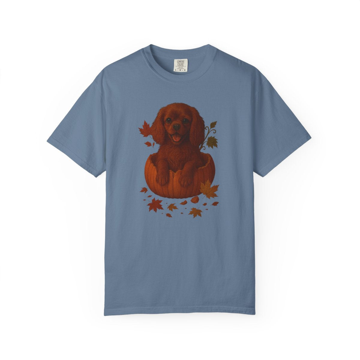 Ruby Cavalier King Charles in Pumpkin Fall Shirt, Cute Autumn Dog Tee for Spaniel Lovers