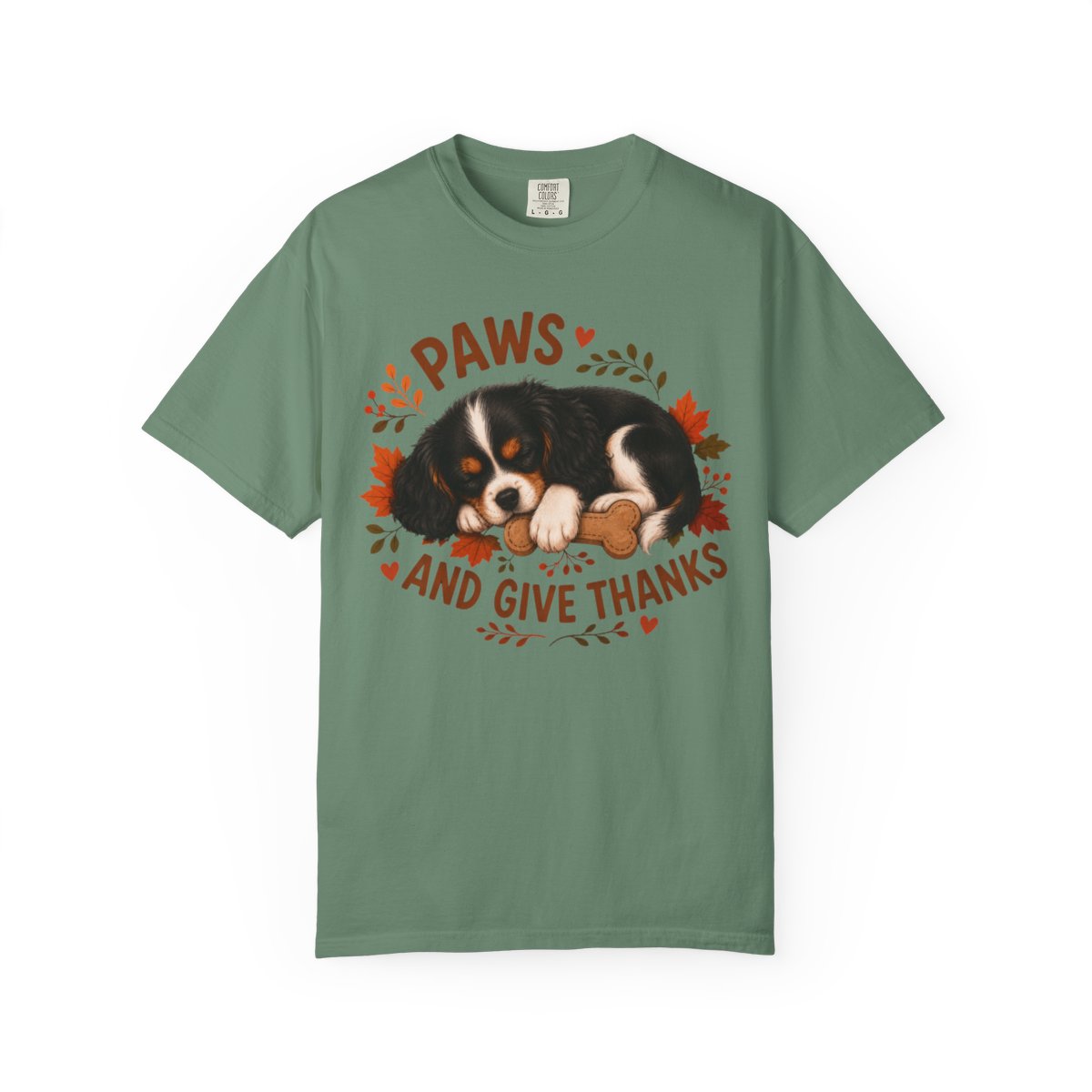 Tricolor Cavalier Thanksgiving Shirt, Paws Give Thanks Tee, Fall Cavalier Dog Lover Gift