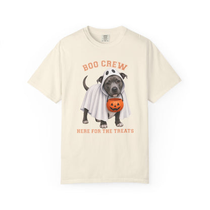 Pitbull Boo Crew Halloween Shirt, Here for the Treats Dog Mom Tee