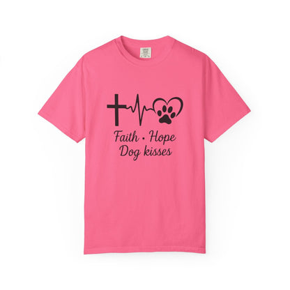 Unisex Garment-Faith Hope Dog Kisses Comfort Colors Shirt