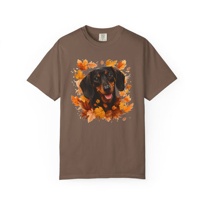 Black & Tan Dachshund Fall Shirt, Autumn Dog Mom Comfort Colors Tee