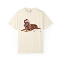 Load image into Gallery viewer, Ruby Cavalier King Charles Spaniel Christmas Shirt, Festive Dog Tee, Holiday Gift for Dog Lovers, Santa Hat Dog T-Shirt, Cute Dog Art

