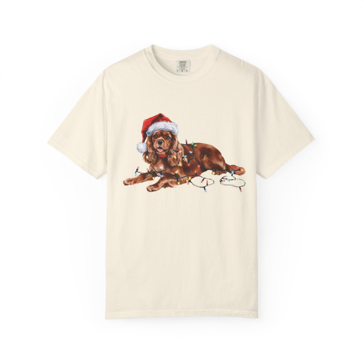 Ruby Cavalier King Charles Spaniel Christmas Shirt, Festive Dog Tee, Holiday Gift for Dog Lovers, Santa Hat Dog T-Shirt, Cute Dog Art