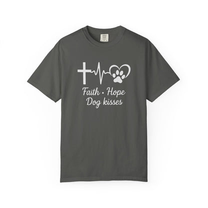 Unisex Garment-Faith Hope Dog Kisses Comfort Colors Shirt