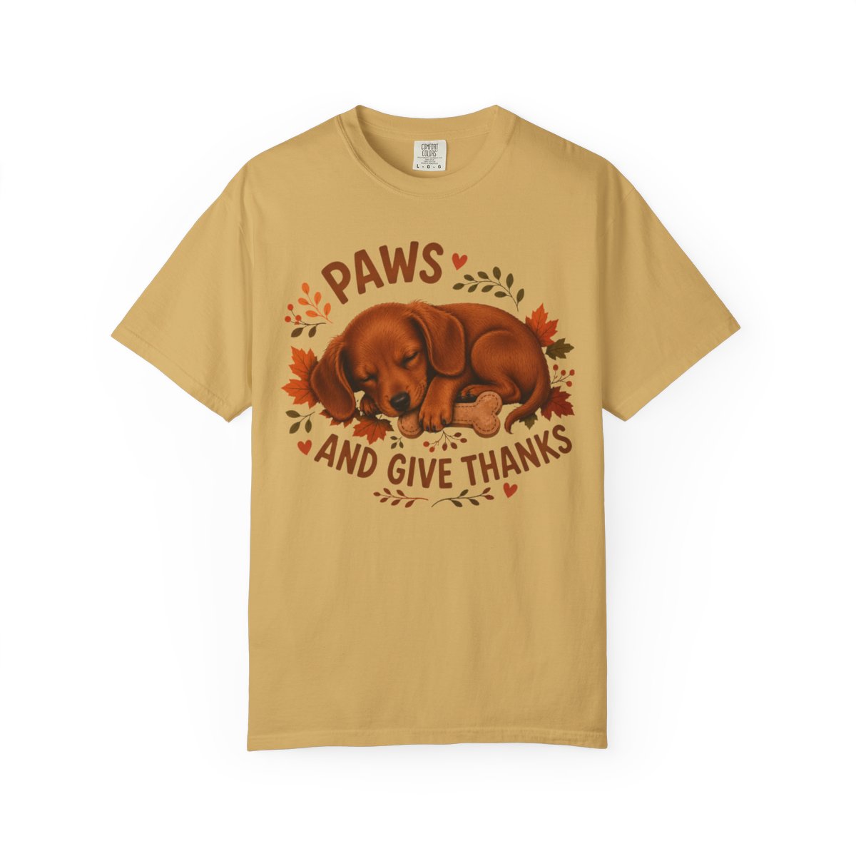 Red Dachshund Thanksgiving Shirt, Paws Give Thanks Tee, Fall Doxie Dog Lover Gift