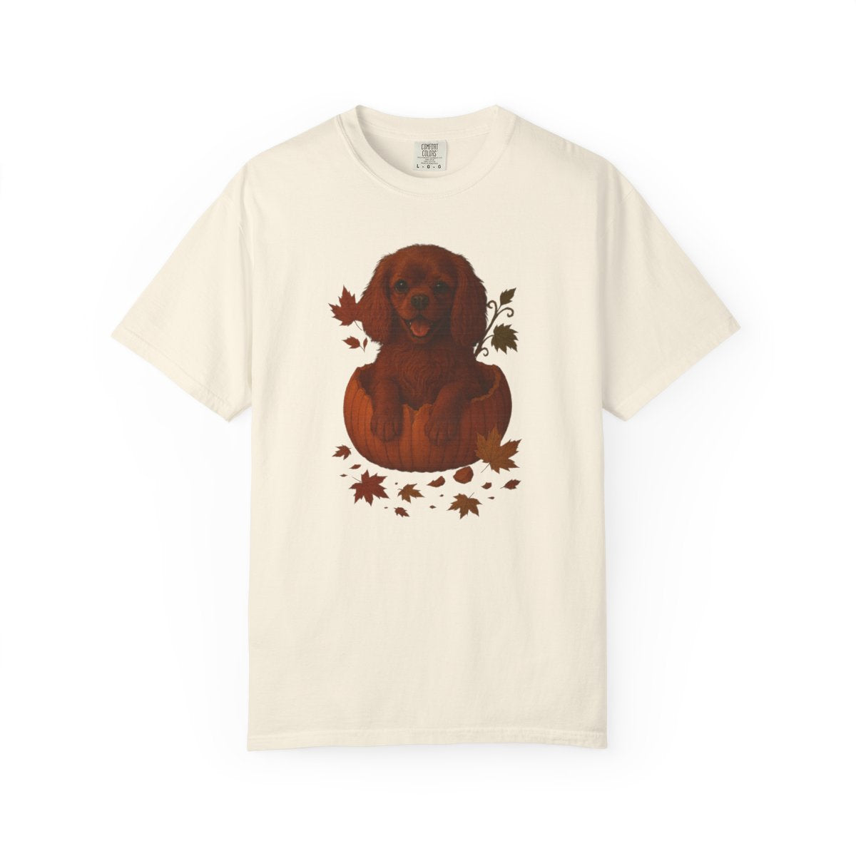 Ruby Cavalier King Charles in Pumpkin Fall Shirt, Cute Autumn Dog Tee for Spaniel Lovers