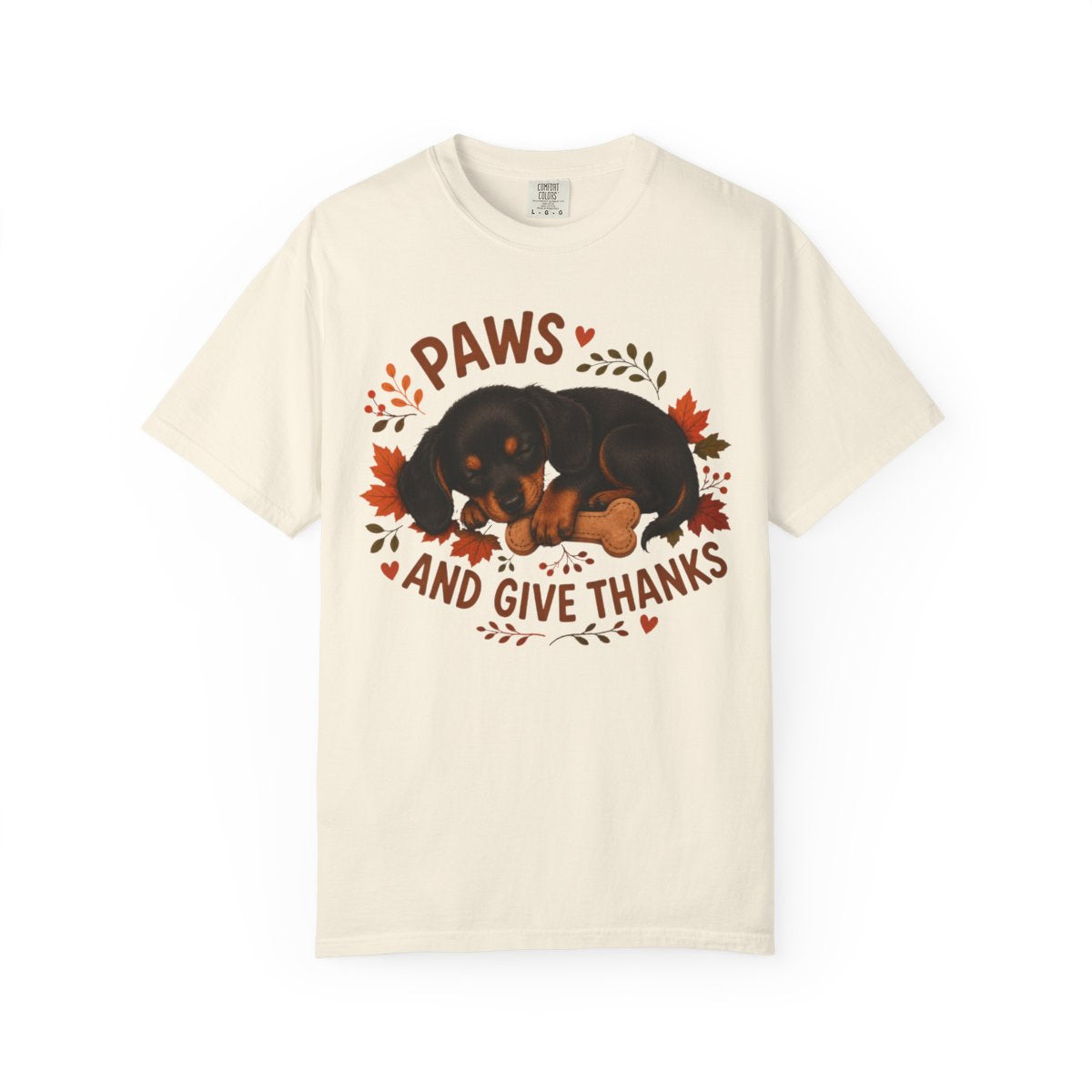 Black and Tan Dachshund Thanksgiving Shirt, Paws Give Thanks Tee, Fall Doxie Lover Gift