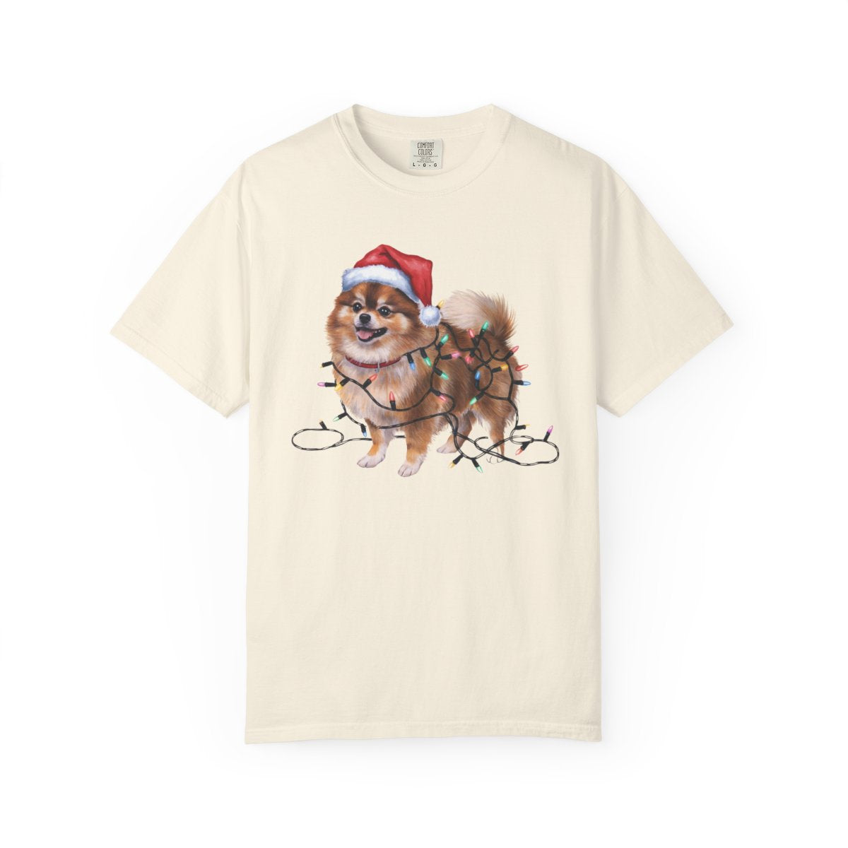 Pomeranian Christmas Lights Shirt, Festive Holiday Tee for Fluffy Dog Lovers