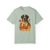 Load image into Gallery viewer, Saint Bernard Pumpkin Shirt, Cozy Fall Dog Lover Tee on Comfort Colors 1717
