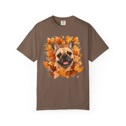 French Bulldog Fall Shirt, Autumn Dog Mom Comfort Colors Tee