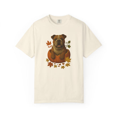 Bulldog Pumpkin Fall T-Shirt, Cute Autumn Dog Lover Tee & Thanksgiving Gift
