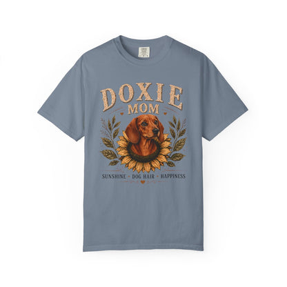 Red Dachshund Mom Shirt, Doxie Sunflower Tee, Vintage Wiener Dog Lover Gift