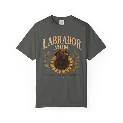 Chocolate Lab Mom Shirt, Labrador Retriever Sunflower Tee, Vintage Dog Lover Gift