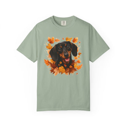 Black & Tan Dachshund Fall Shirt, Autumn Dog Mom Comfort Colors Tee