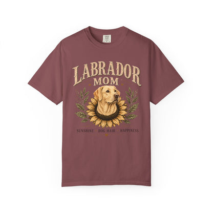 Yellow Lab Mom Shirt, Labrador Retriever Sunflower Tee, Vintage Dog Lover Gift
