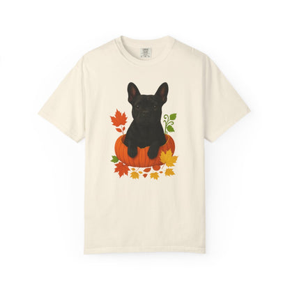 French Bulldog in Pumpkin Fall Shirt, Cute Autumn Frenchie Tee for Dog Moms