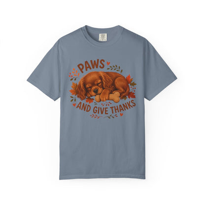 Ruby Cavalier Thanksgiving Shirt, Paws Give Thanks Tee, Fall Cavalier Dog Lover Gift