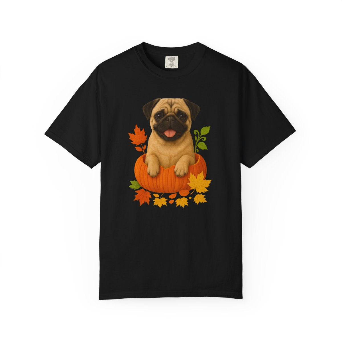 Tan Pug Pumpkin T-Shirt, Cute Fall Dog Shirt for Pug Lovers and Autumn Vibes