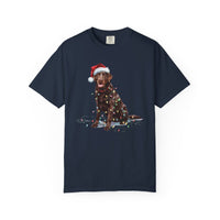 Load image into Gallery viewer, Christmas Chocolate Labrador Shirt, Christmas Lights Dog Tee, Christmas Dog, Lab Mom Tee, Gift for Dog Lover, Chocolate Lab

