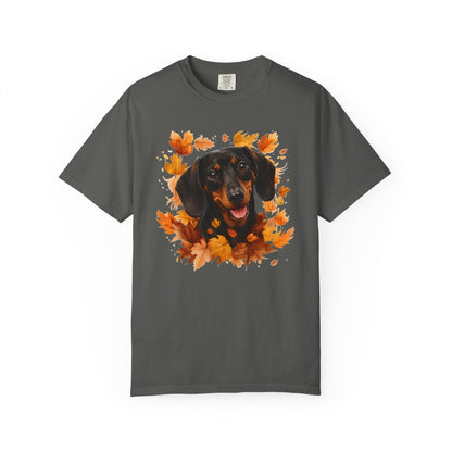 Black & Tan Dachshund Fall Shirt, Autumn Dog Mom Comfort Colors Tee