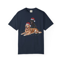 Load image into Gallery viewer, Festive Holiday Christmas Dog Shirt, Santa Hat Labrador Tee, Labrador Golden Retriever Shirt, Christmas Gift for Dog Lovers
