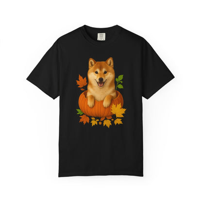Red Shiba Inu Pumpkin Shirt, Cute Fall Dog Lover T-Shirt for Autumn Vibes