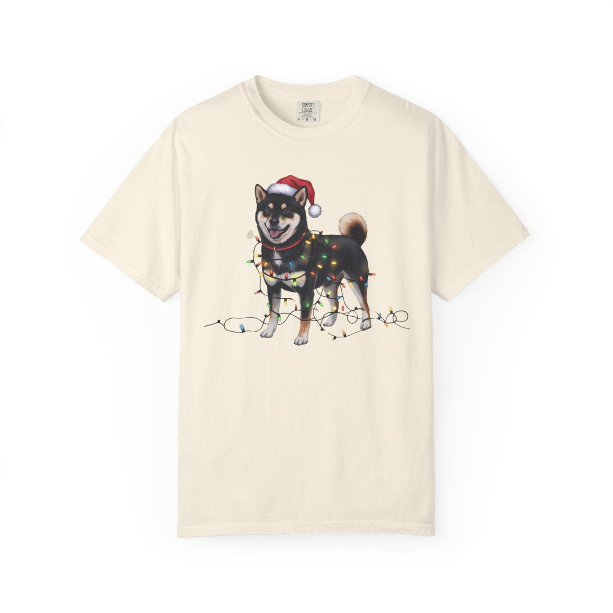 Black Shiba Inu Christmas Lights Shirt, Festive Holiday Tee for Shiba Lovers