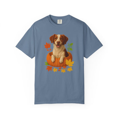 Brittany Spaniel in Pumpkin Fall Shirt, Cute Autumn Dog Tee for Brittany Lovers
