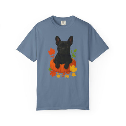 French Bulldog in Pumpkin Fall Shirt, Cute Autumn Frenchie Tee for Dog Moms