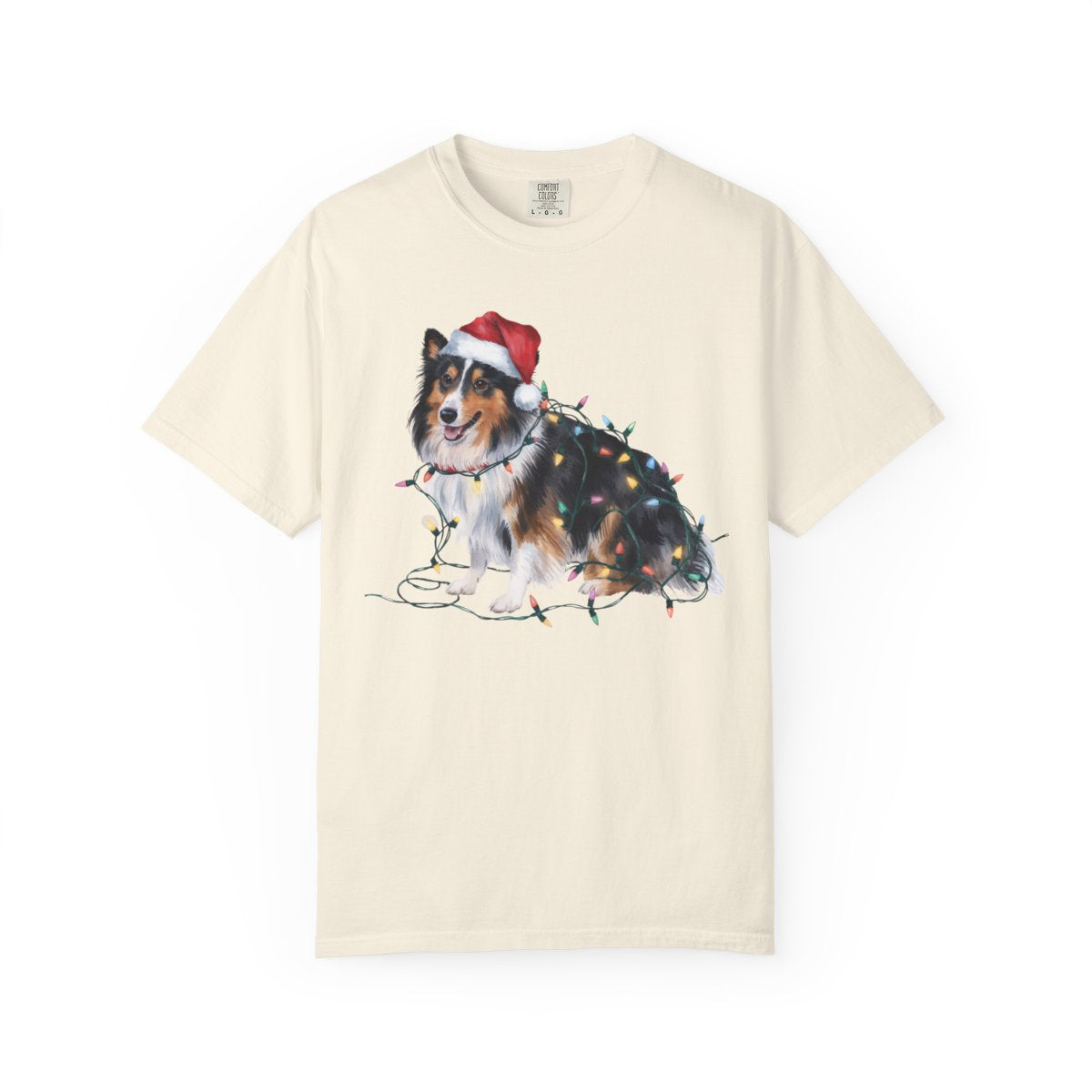 Shetland Sheepdog Christmas Lights Shirt, Festive Holiday Tee for Sheltie Lovers