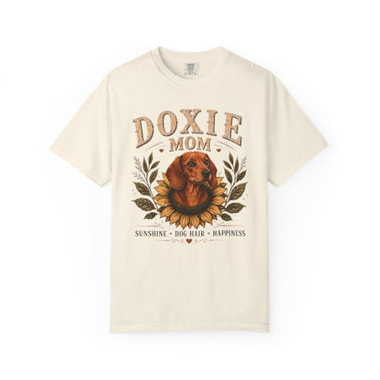 Red Dachshund Mom Shirt, Doxie Sunflower Tee, Vintage Wiener Dog Lover Gift