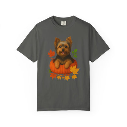Yorkshire Terrier Pumpkin Shirt, Cute Fall Dog Lover Tee on Comfort Colors 1717