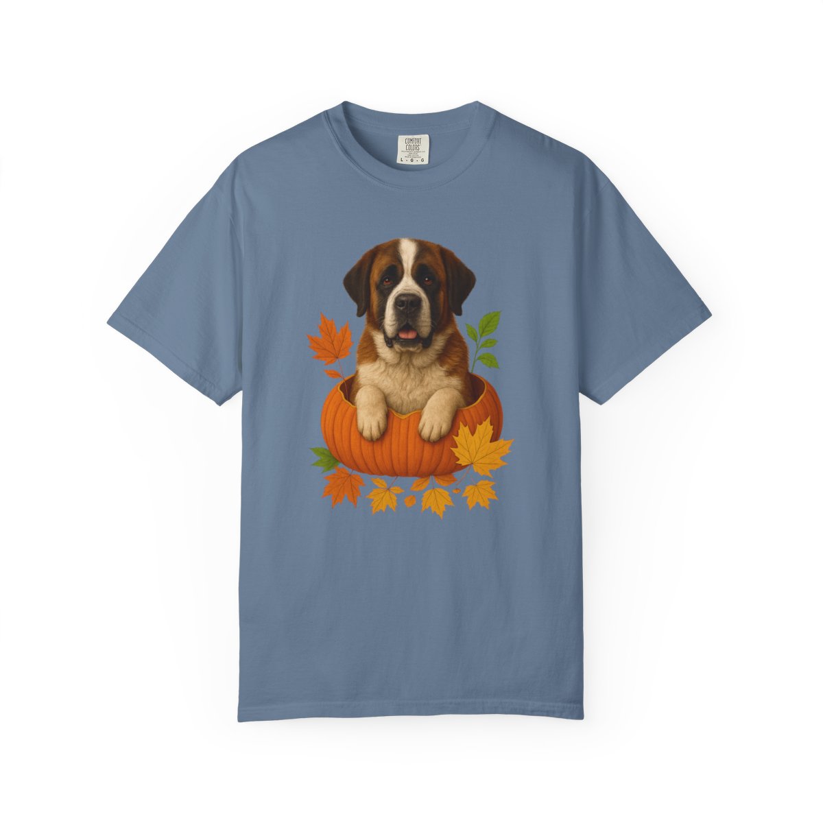 Saint Bernard Pumpkin Shirt, Cozy Fall Dog Lover Tee on Comfort Colors 1717