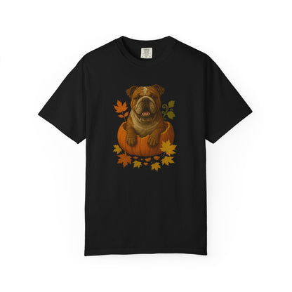 Bulldog Pumpkin Fall T-Shirt, Cute Autumn Dog Lover Tee & Thanksgiving Gift