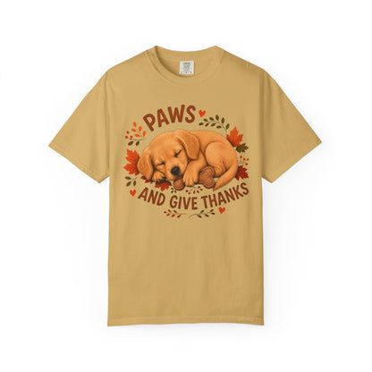 Golden Retriever Thanksgiving Shirt, Paws Give Thanks Tee, Fall Golden Retriever Lover Gift