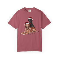 Load image into Gallery viewer, Black and Red Fox Labrador Christmas Shirt, Festive Dog Santa Hat Tee, Holiday Apparel Gift, Labrador Retriever Art Lovers
