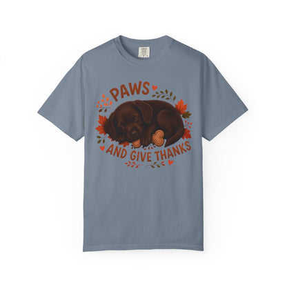 Chocolate Lab Thanksgiving Shirt, Paws Give Thanks Tee, Fall Labrador Retriever Lover Gift