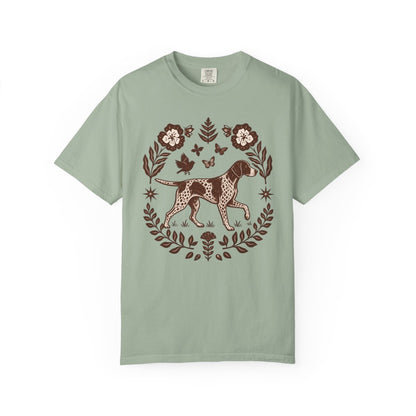 German Shorthaired Pointer Comfort Colors Shirt, Folk Art GSP Tee, Hunting Dog Gift