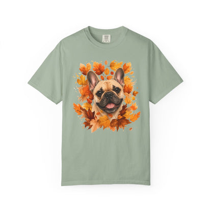 French Bulldog Fall Shirt, Autumn Dog Mom Comfort Colors Tee