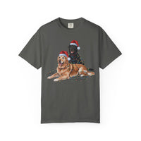 Load image into Gallery viewer, Festive Holiday Christmas Dog Shirt, Santa Hat Labrador Tee, Labrador Golden Retriever Shirt, Christmas Gift for Dog Lovers

