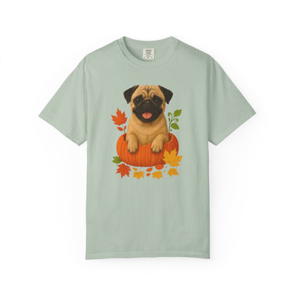 Tan Pug Pumpkin T-Shirt, Cute Fall Dog Shirt for Pug Lovers and Autumn Vibes