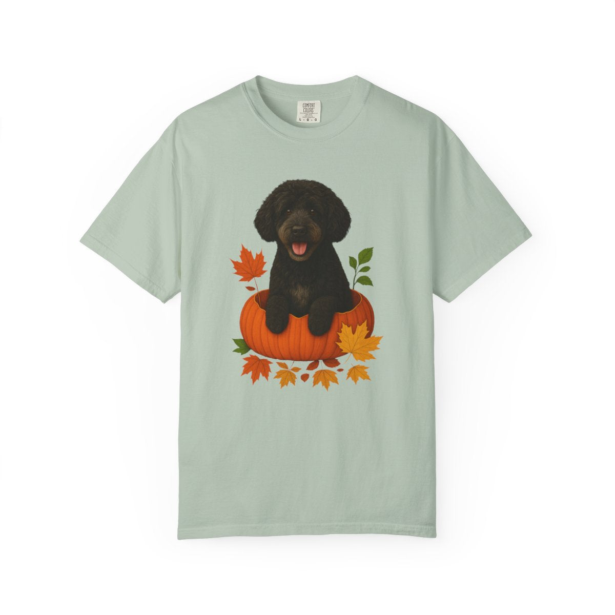 Black Portuguese Water Dog Pumpkin Shirt, Fall Comfort Colors 1717 Tee for Dog Lovers